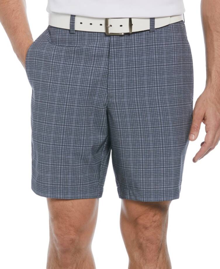 PGA TOUR Check Print Performance Golf Shorts Men's 44 Caviar Slash Pockets