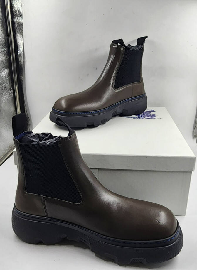 Burberry Mini Creeper Leather Ankle Boots Men's 10.5US Coffee Brown Round Toe