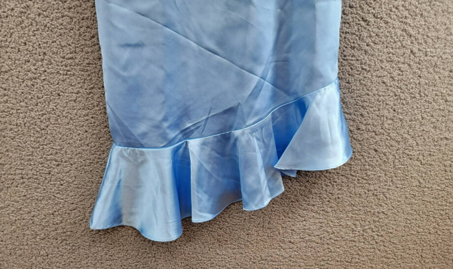 Rare Editions Sleeveless Imitation Pearl Halter Dress Big Girls 14 Blue Back Zip