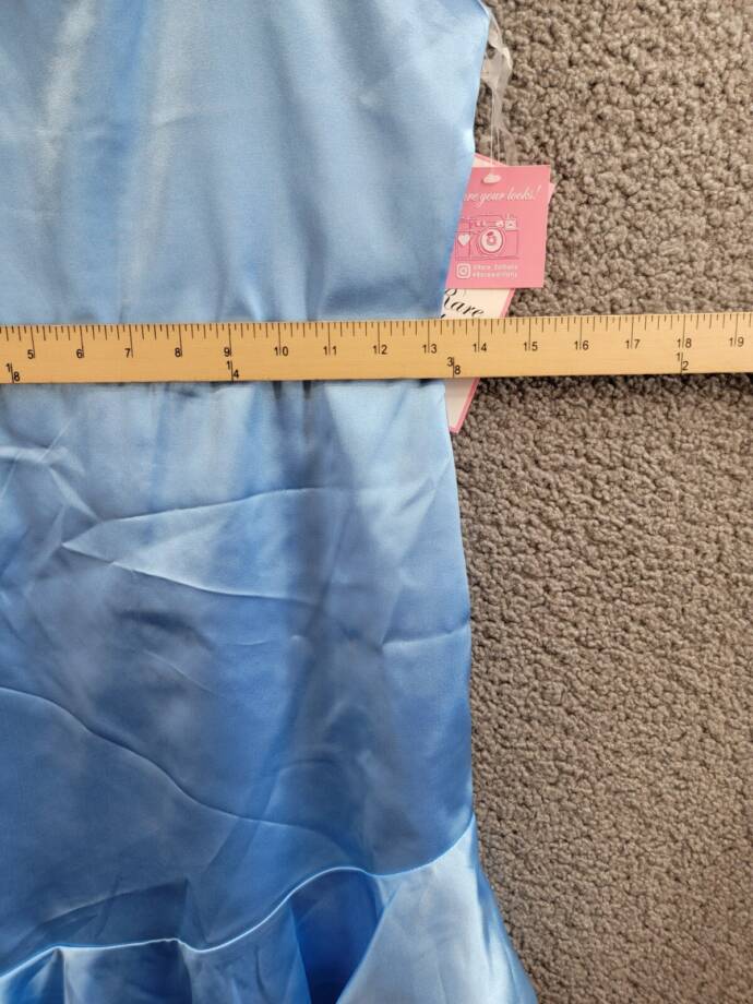Rare Editions Sleeveless Imitation Pearl Halter Dress Big Girls 14 Blue Back Zip