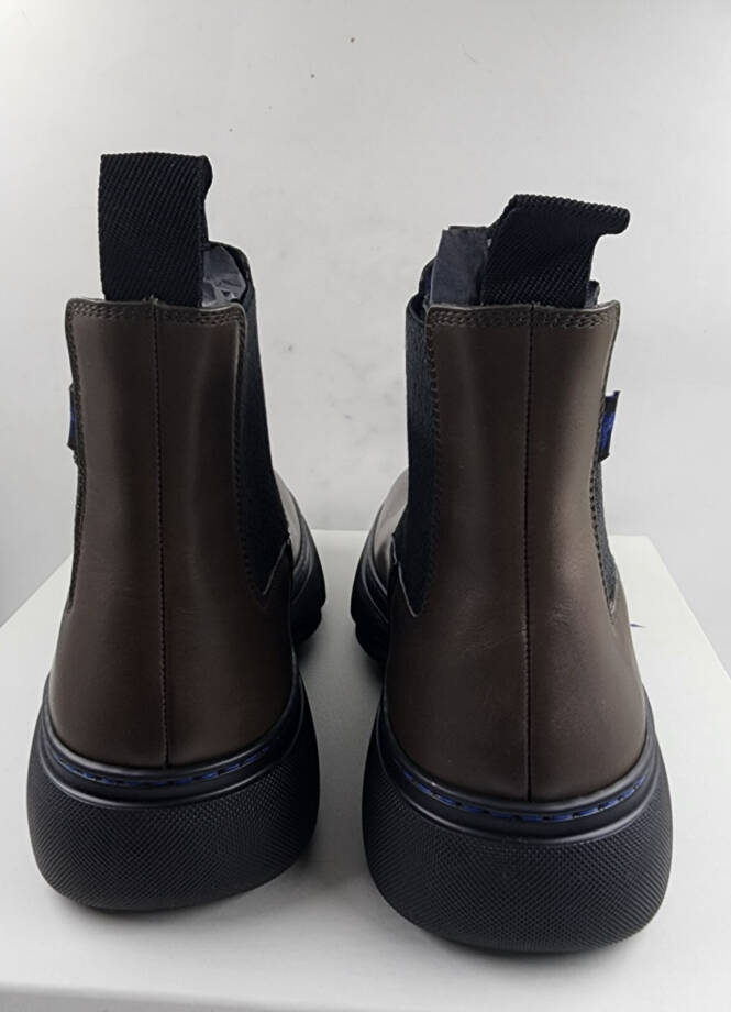 Burberry Mini Creeper Leather Ankle Boots Men's 10.5US Coffee Brown Round Toe
