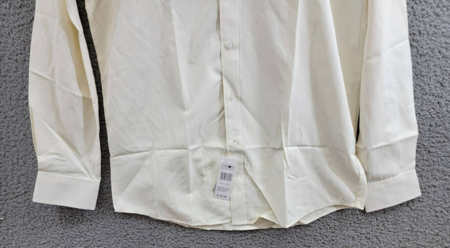 Tayion Collection Slim-Fit Creme Dress Shirt Men's L 16-16.5 34-35 Cream L/S