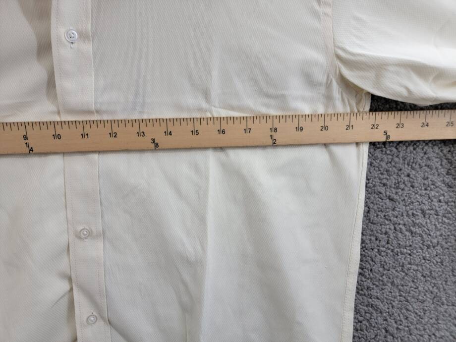 Tayion Collection Slim-Fit Creme Dress Shirt Men's L 16-16.5 34-35 Cream L/S