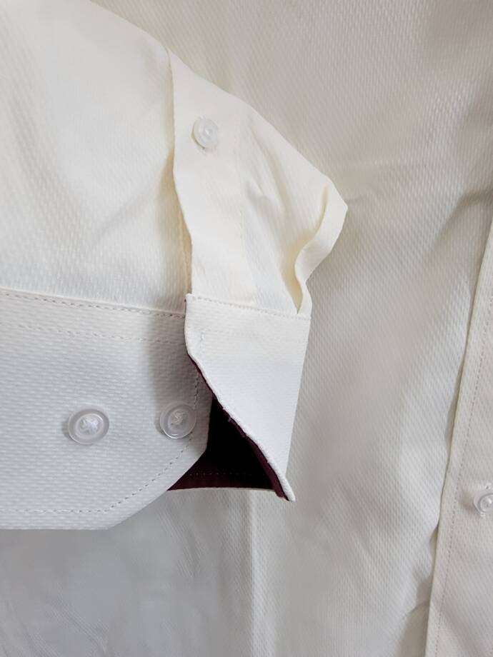 Tayion Collection Slim-Fit Creme Dress Shirt Men's L 16-16.5 34-35 Cream L/S