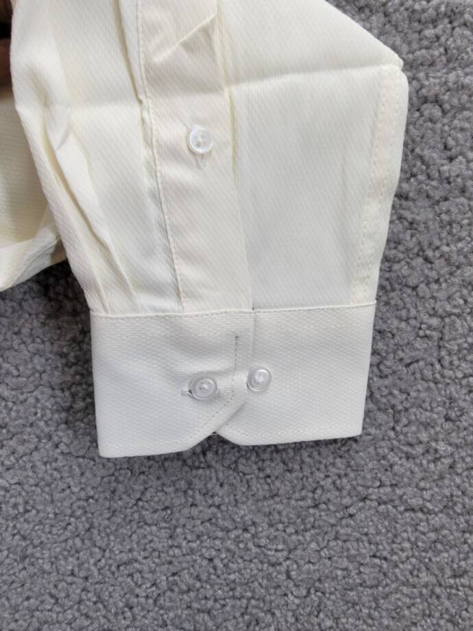 Tayion Collection Slim-Fit Creme Dress Shirt Men's L 16-16.5 34-35 Cream L/S