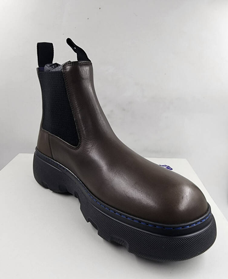 Burberry Mini Creeper Leather Ankle Boots Men's 10.5US Coffee Brown Round Toe