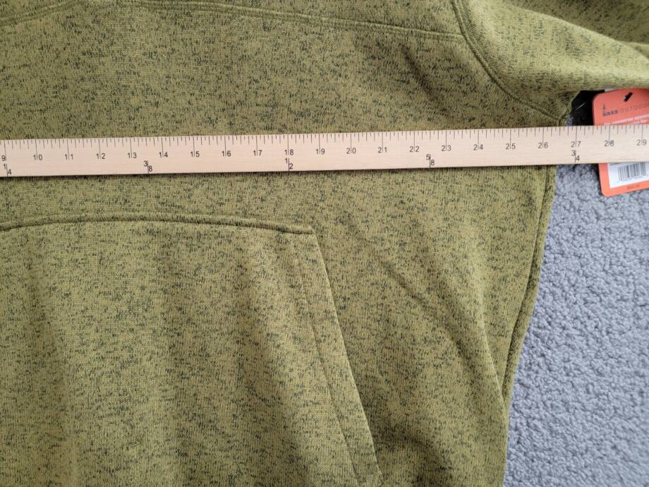 BASS OUTDOOR Regular-Fit Mixed-Media 1/4-Snap Hoodie Mens XL Fir Green W/ Pocket