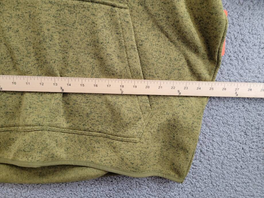 BASS OUTDOOR Regular-Fit Mixed-Media 1/4-Snap Hoodie Mens XL Fir Green W/ Pocket