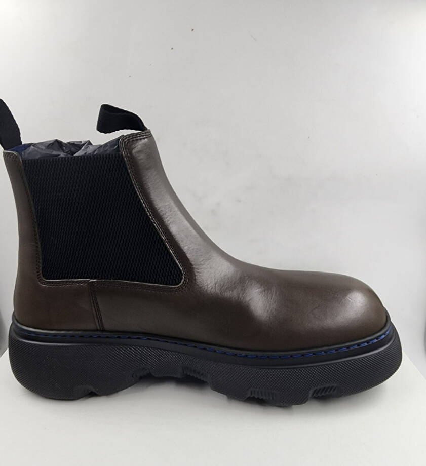 Burberry Mini Creeper Leather Ankle Boots Men's 10.5US Coffee Brown Round Toe
