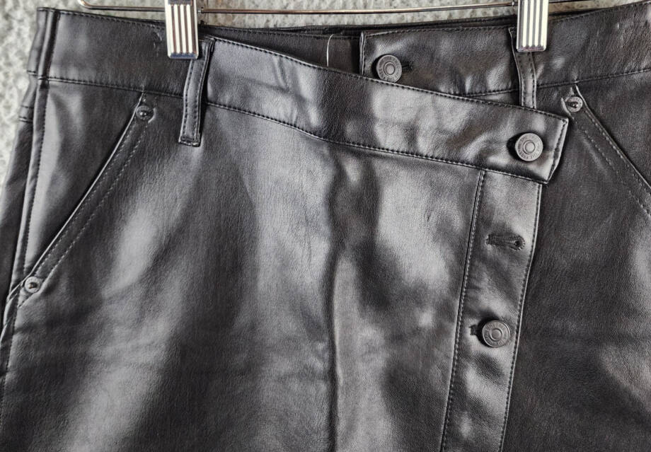 Free People Wynne Vegan Skirt Women's 25 Black Asymmetric Zip/Button Closure