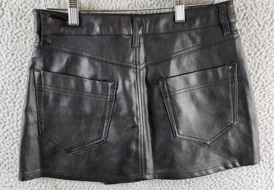 Free People Wynne Vegan Skirt Women's 25 Black Asymmetric Zip/Button Closure