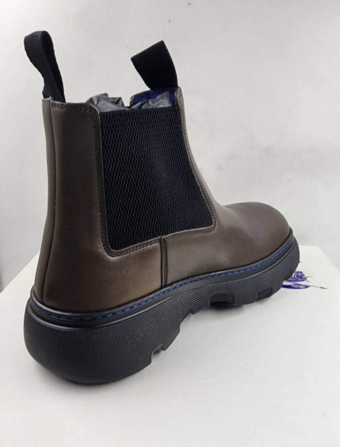 Burberry Mini Creeper Leather Ankle Boots Men's 10.5US Coffee Brown Round Toe
