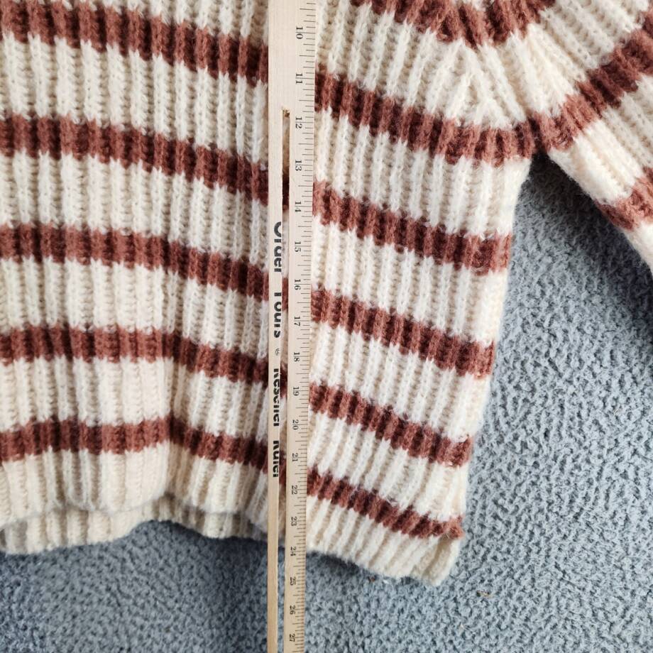 Sadie & Sage Striped Turtleneck Sweater Women's M Ivory/Brown Pullover L/S