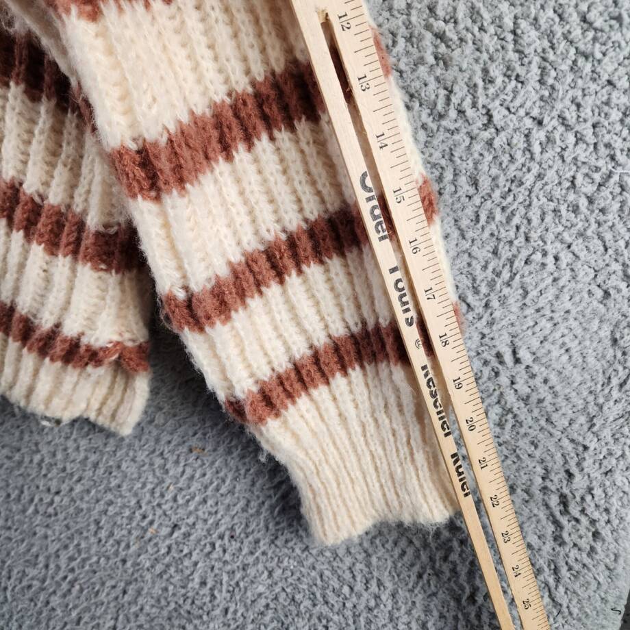 Sadie & Sage Striped Turtleneck Sweater Women's M Ivory/Brown Pullover L/S