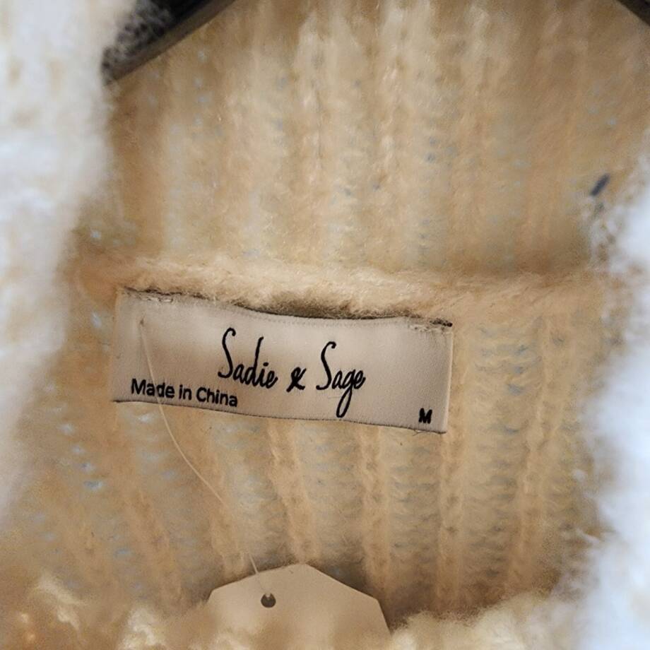 Sadie & Sage Striped Turtleneck Sweater Women's M Ivory/Brown Pullover L/S