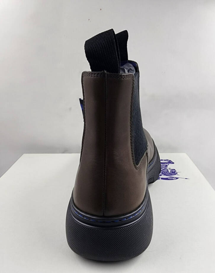Burberry Mini Creeper Leather Ankle Boots Men's 10.5US Coffee Brown Round Toe
