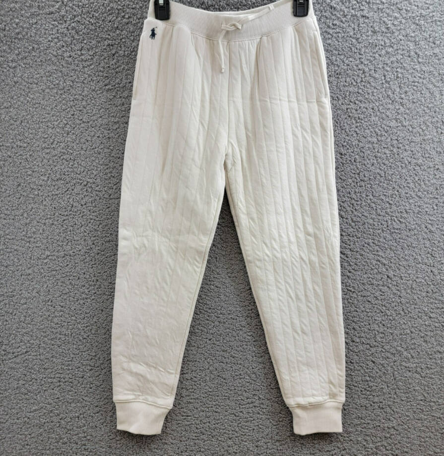 Polo Ralph Lauren Quilted Jogger Pant Big Girls L (12-14) Antique Cream Pull On