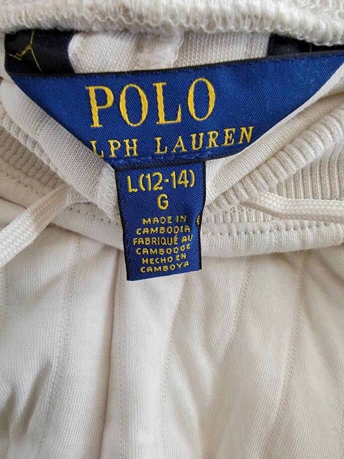 Polo Ralph Lauren Quilted Jogger Pant Big Girls L (12-14) Antique Cream Pull On