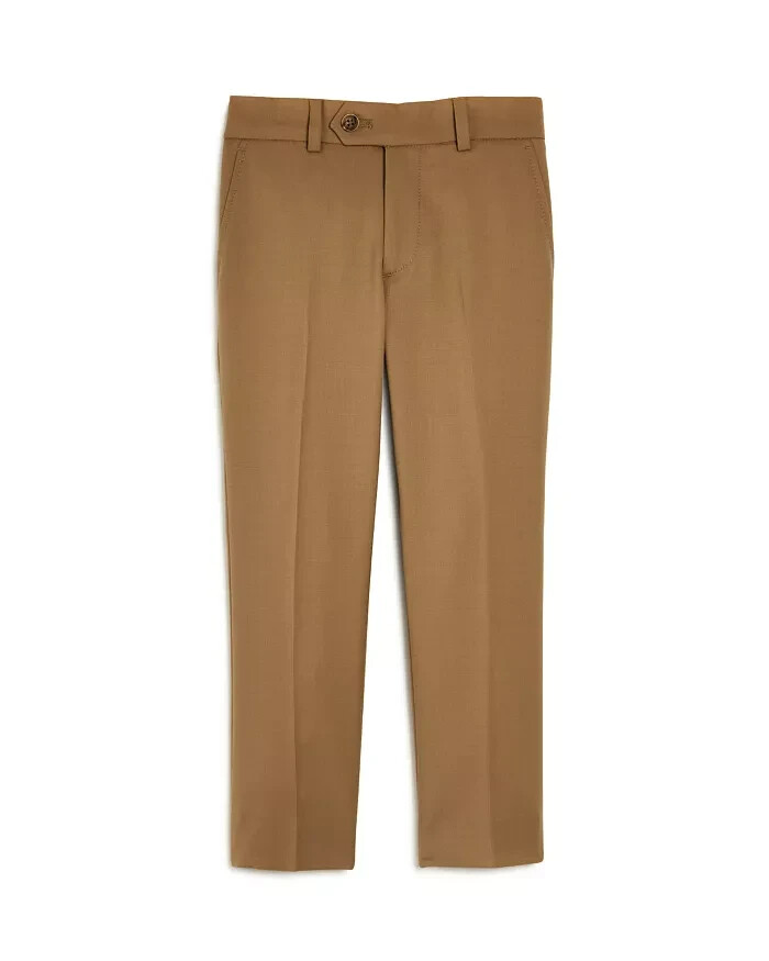 Michael Kors Wool Blend Plain Dress Pants Boys' 18R Tan Zip Button Hook & Bar