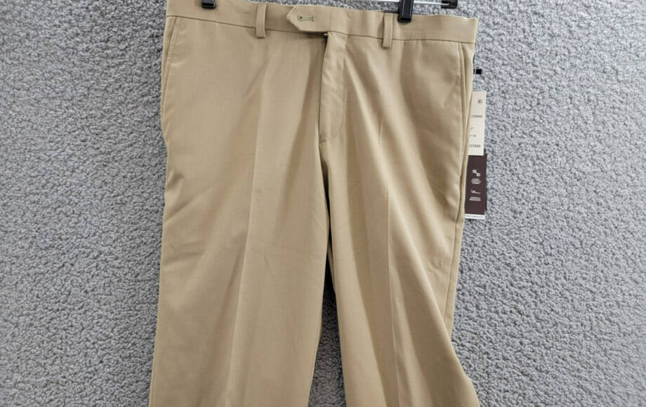 Michael Kors Wool Blend Plain Dress Pants Boys' 18R Tan Zip Button Hook & Bar