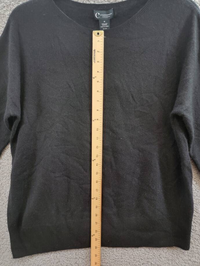 C by Bloomingdale's Cashmere Boat Neck Asymmetrical Sweater Women's M Black