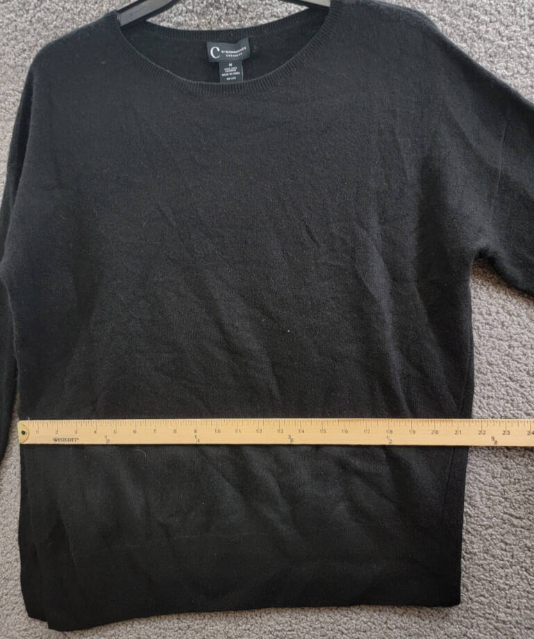C by Bloomingdale's Cashmere Boat Neck Asymmetrical Sweater Women's M Black