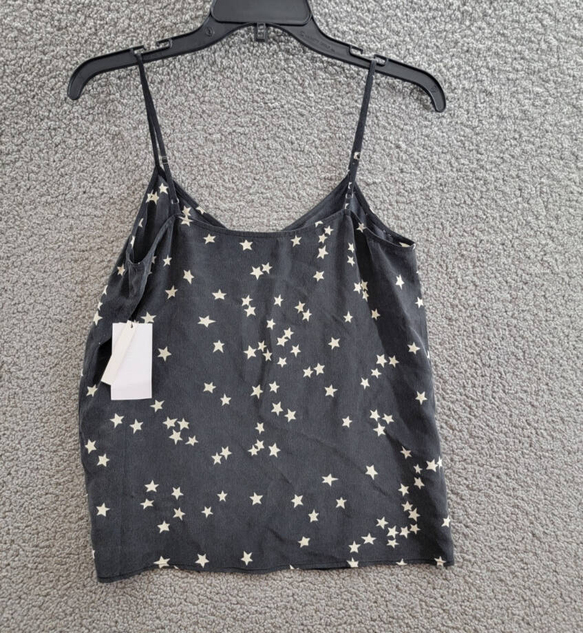 Equipment Layla Sleeveless V Neck Printed Silk Camisole Women's XXS Black