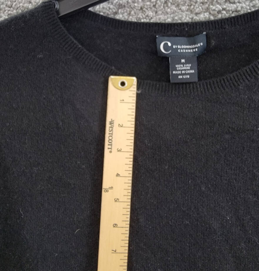 C by Bloomingdale's Cashmere Boat Neck Asymmetrical Sweater Women's M Black