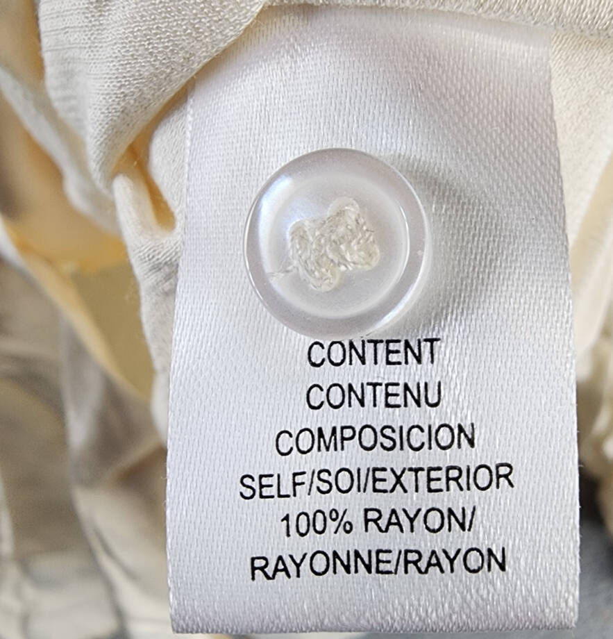 WAYF Fynn Satin Button Front Top Women's XS Cream Button Closure Long Sleeves~