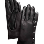 Charter Club Imitation-Pearl & Leather Touch Gloves Women's S Black