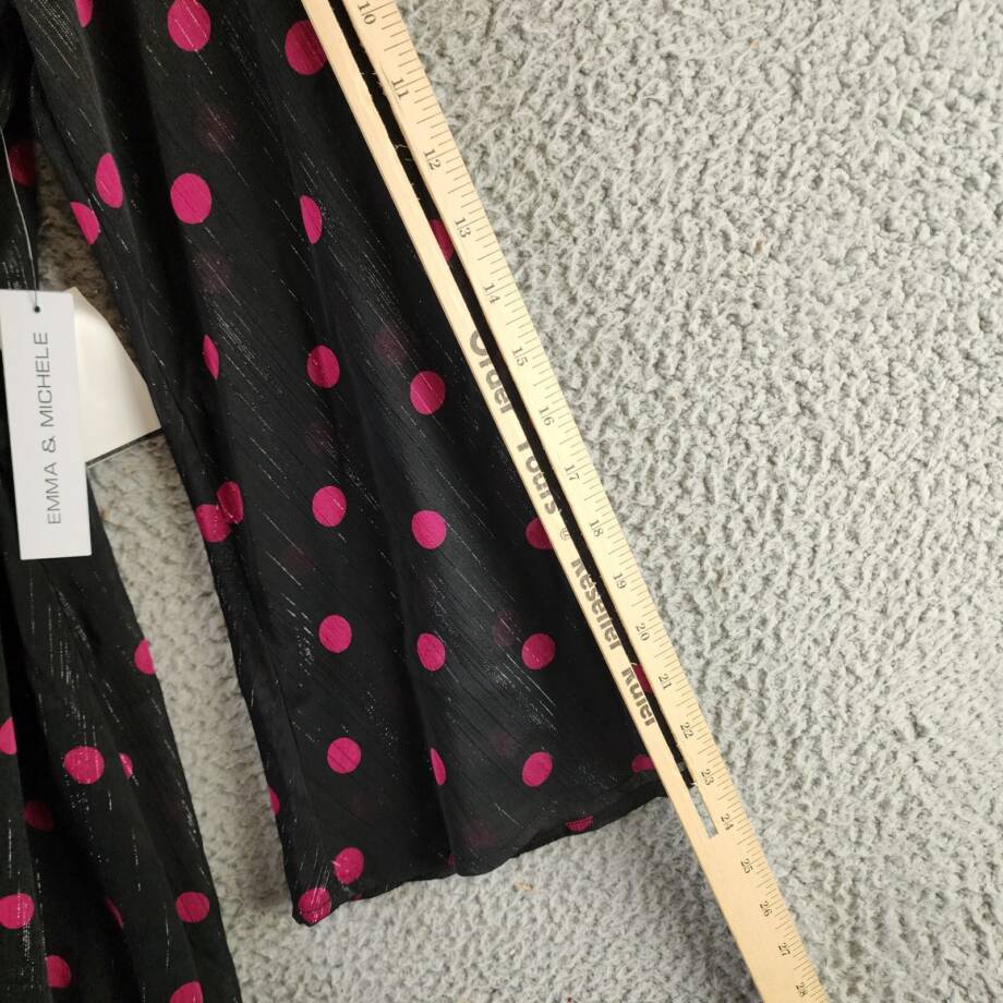 Emma & Michelle Polka Dot Dress Women's S Black/Pink Back Button Closure L/S
