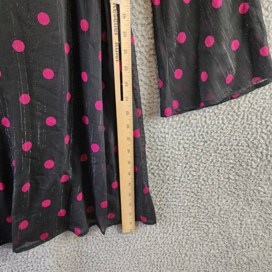 Emma & Michelle Polka Dot Dress Women's S Black/Pink Back Button Closure L/S