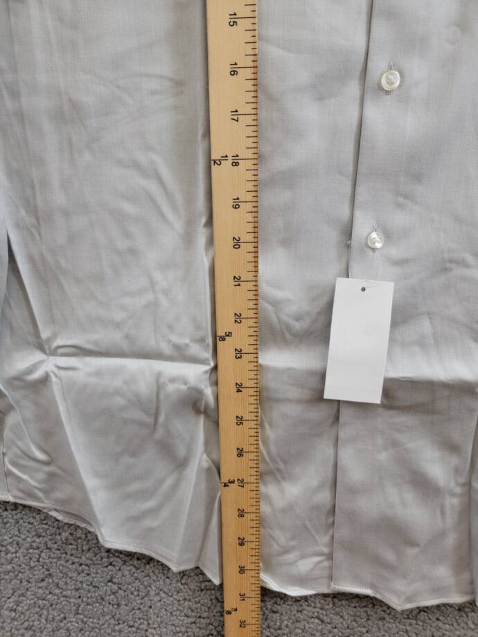 Calvin Klein Refined Cotton Regular Fit Dress Shirt Men's 16 32/33 Grey L/S