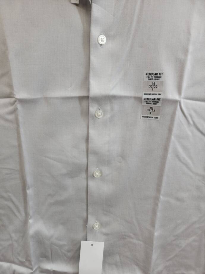 Calvin Klein Refined Cotton Regular Fit Dress Shirt Men's 16 32/33 Grey L/S