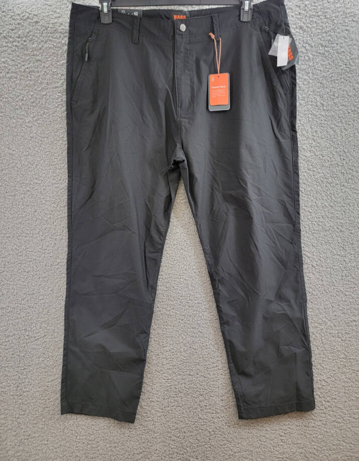 Bass Outdoor Straight-Fit Traveler Pants Men's 42 Caviar High Rise Side Pockets