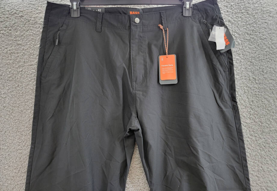 Bass Outdoor Straight-Fit Traveler Pants Men's 42 Caviar High Rise Side Pockets