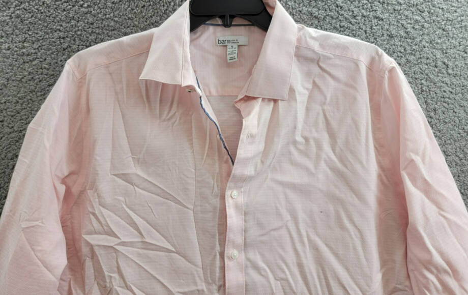 Bar III Slim-Fit Stretch Diamond Dobby Dress Shirt Men's XL 17-17.5 Pink L/S