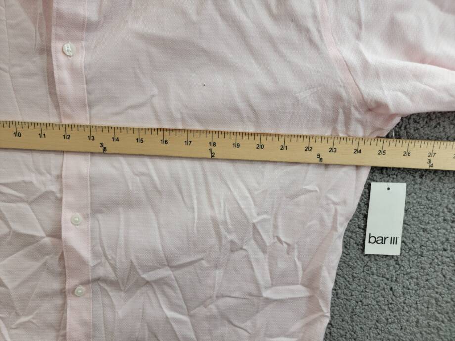 Bar III Slim-Fit Stretch Diamond Dobby Dress Shirt Men's XL 17-17.5 Pink L/S