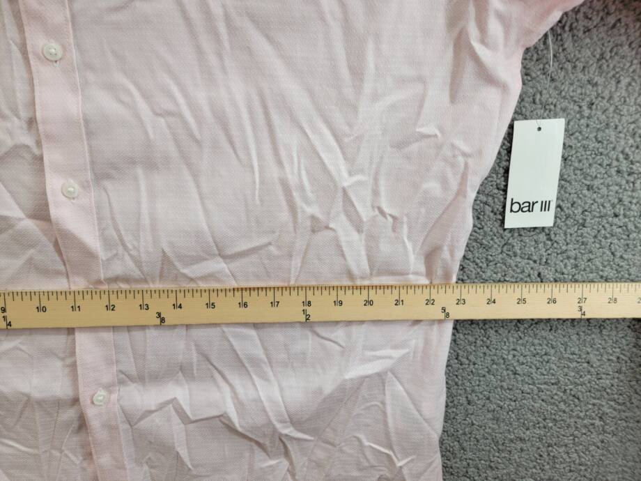 Bar III Slim-Fit Stretch Diamond Dobby Dress Shirt Men's XL 17-17.5 Pink L/S