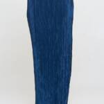 Renee C. Plisse Slit Maxi Skirt Women's M Teal Solid Elastic Waist Pull On