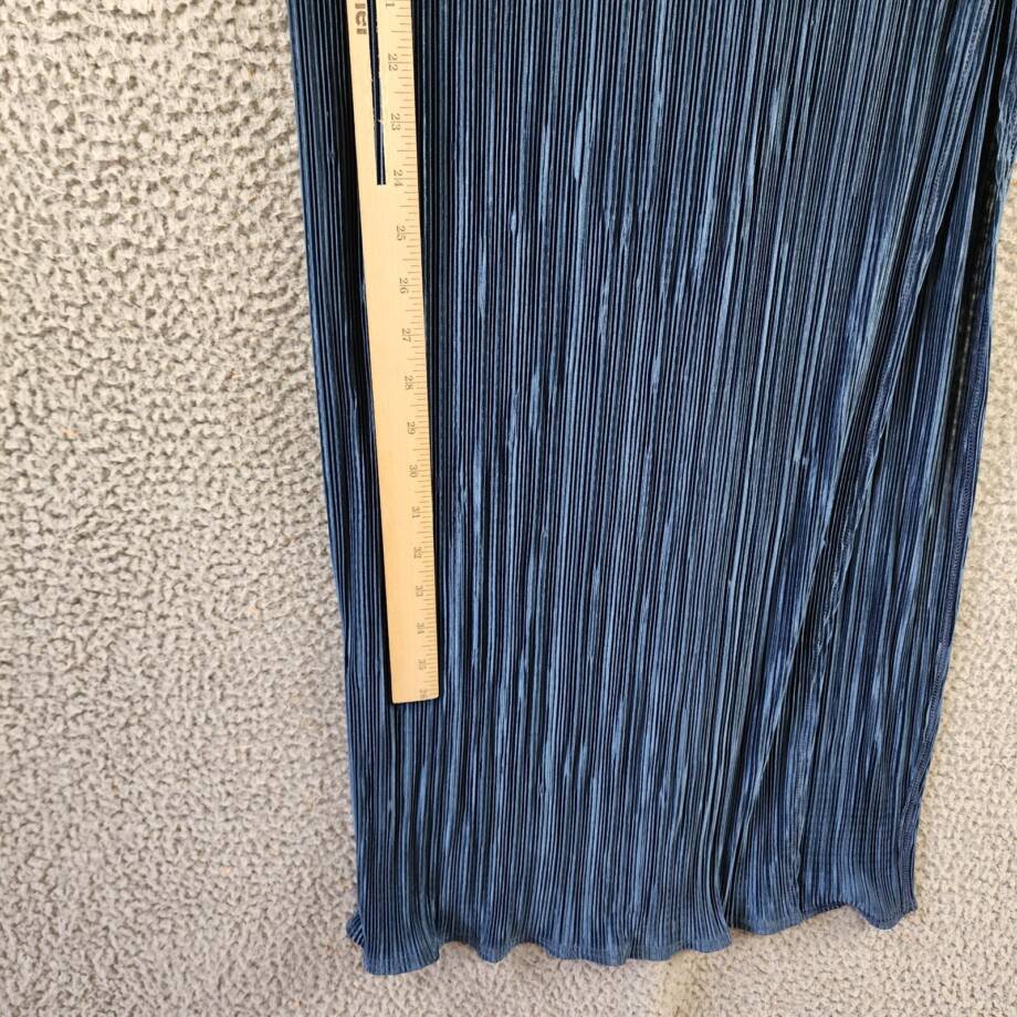 Renee C. Plisse Slit Maxi Skirt Women's M Teal Solid Elastic Waist Pull On