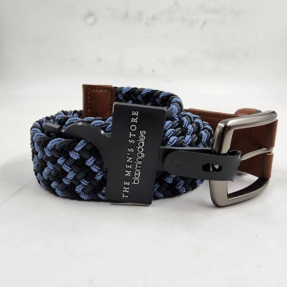The Men's Store at Bloomingdales Stretch Webbing Belt 40 Blue Multi Single-Prong
