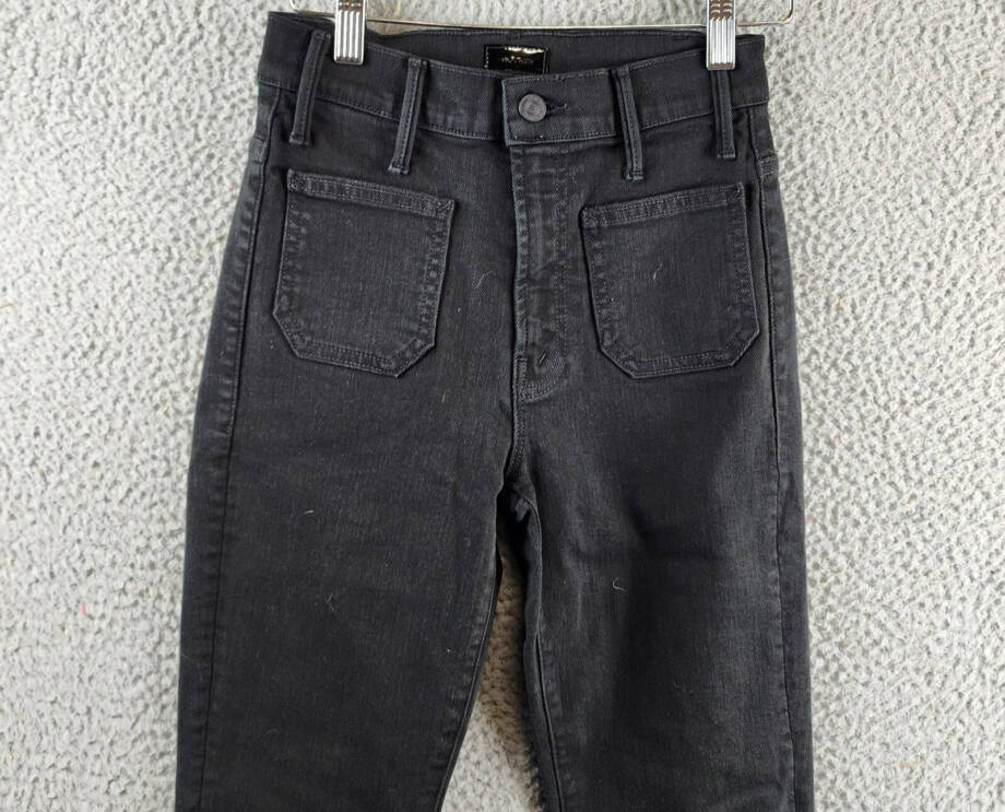 MOTHER The Patch Pocket Insider Ankle High Rise Jeans Womens 24 Pitch Button Zip