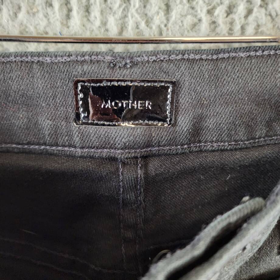 MOTHER The Patch Pocket Insider Ankle High Rise Jeans Womens 24 Pitch Button Zip