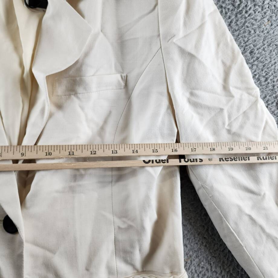 T Tahari Single Button Blazer Women's 12 Toasted Beige Braided Welt Pockets L/S