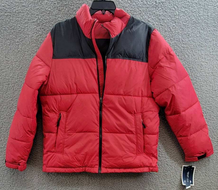 Club Room Colorblocked Quilted Full-Zip Puffer Jacket Men's M Red Long Sleeve