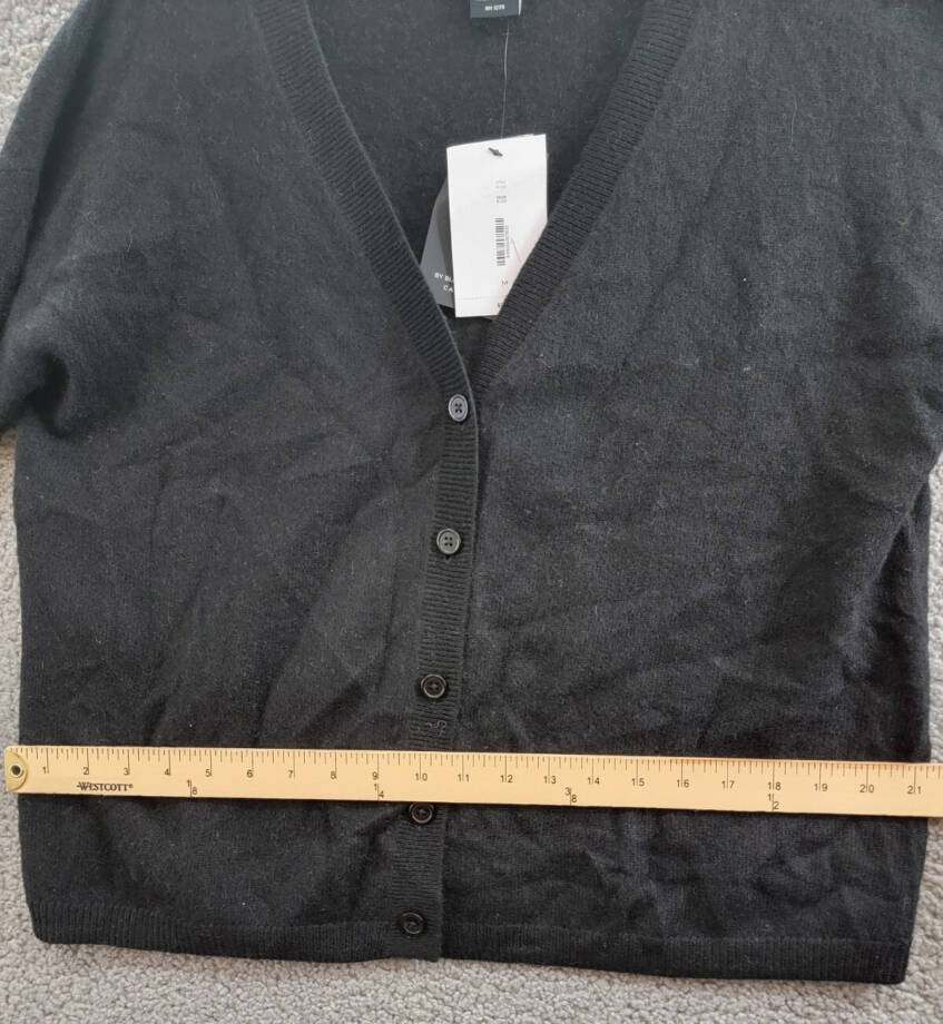 C by Bloomingdale's Cashmere V-Neck Cardigan Women's M Black Solid Long Sleeve