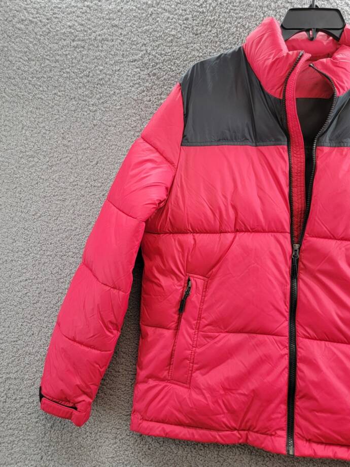 Club Room Colorblocked Quilted Full-Zip Puffer Jacket Men's M Red Long Sleeve