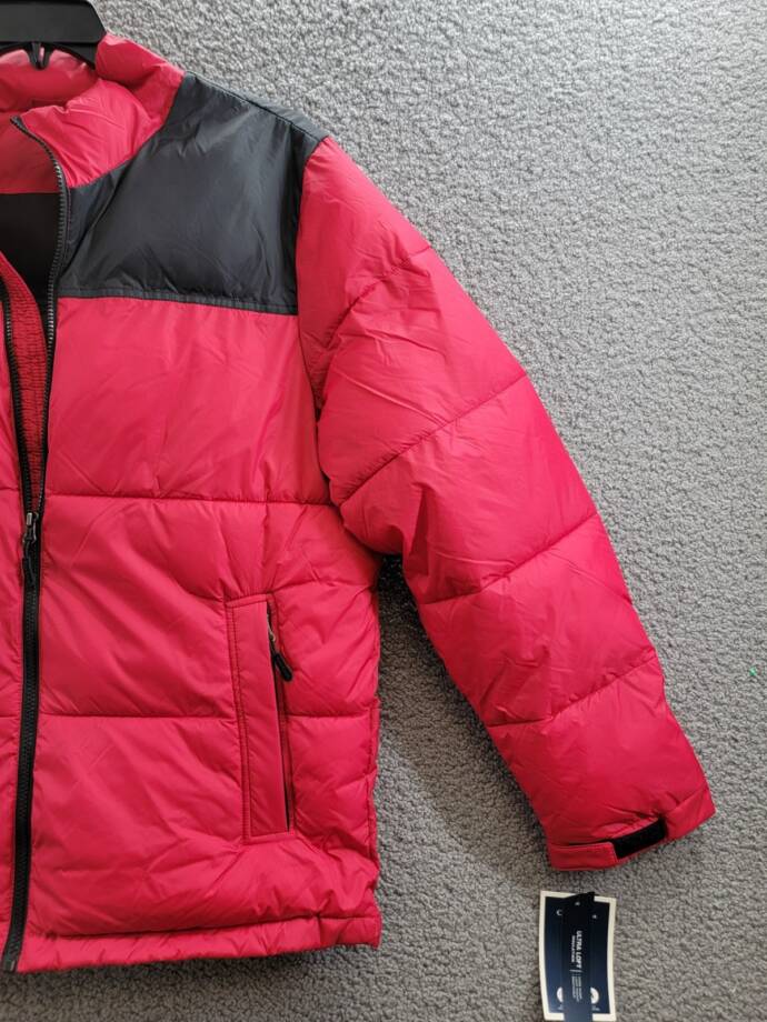 Club Room Colorblocked Quilted Full-Zip Puffer Jacket Men's M Red Long Sleeve