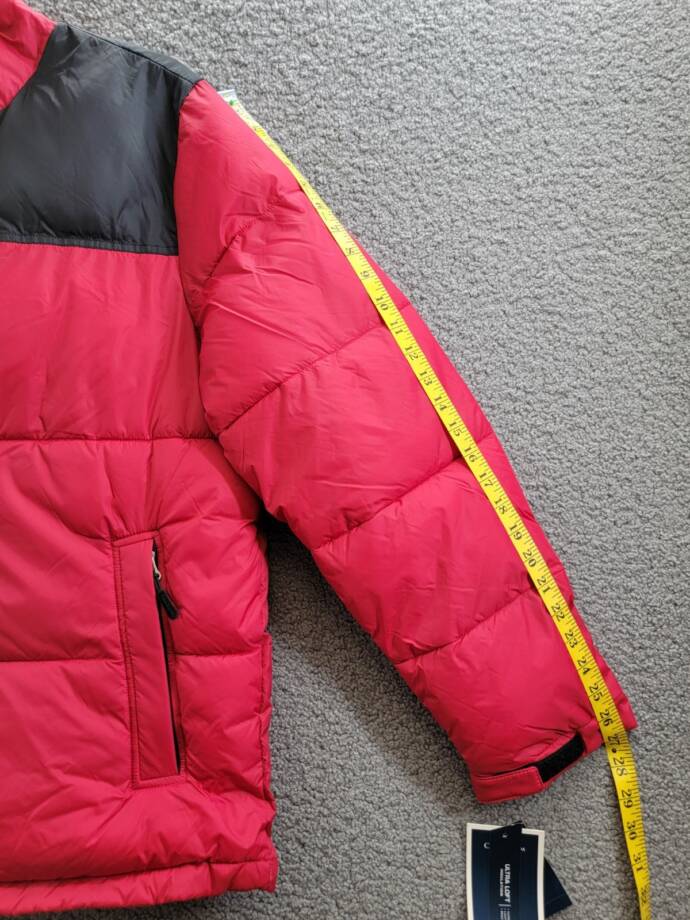 Club Room Colorblocked Quilted Full-Zip Puffer Jacket Men's M Red Long Sleeve